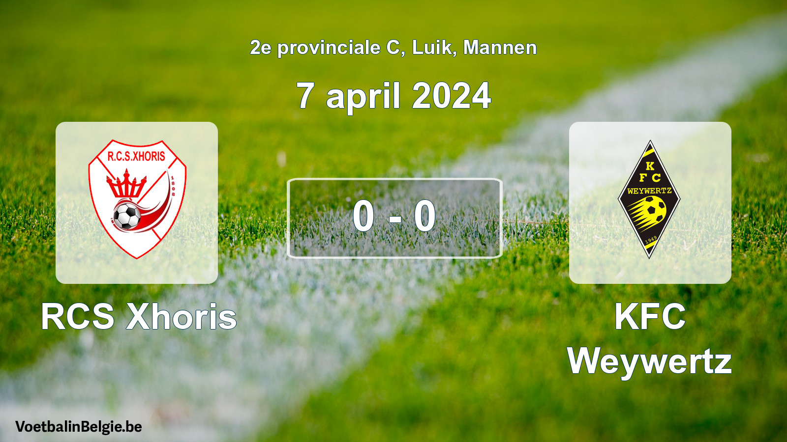 Gespeelde wedstrijd mannenvoetbal: RCS Xhoris - KFC Weywertz 0 - 0 (7 april 2024)