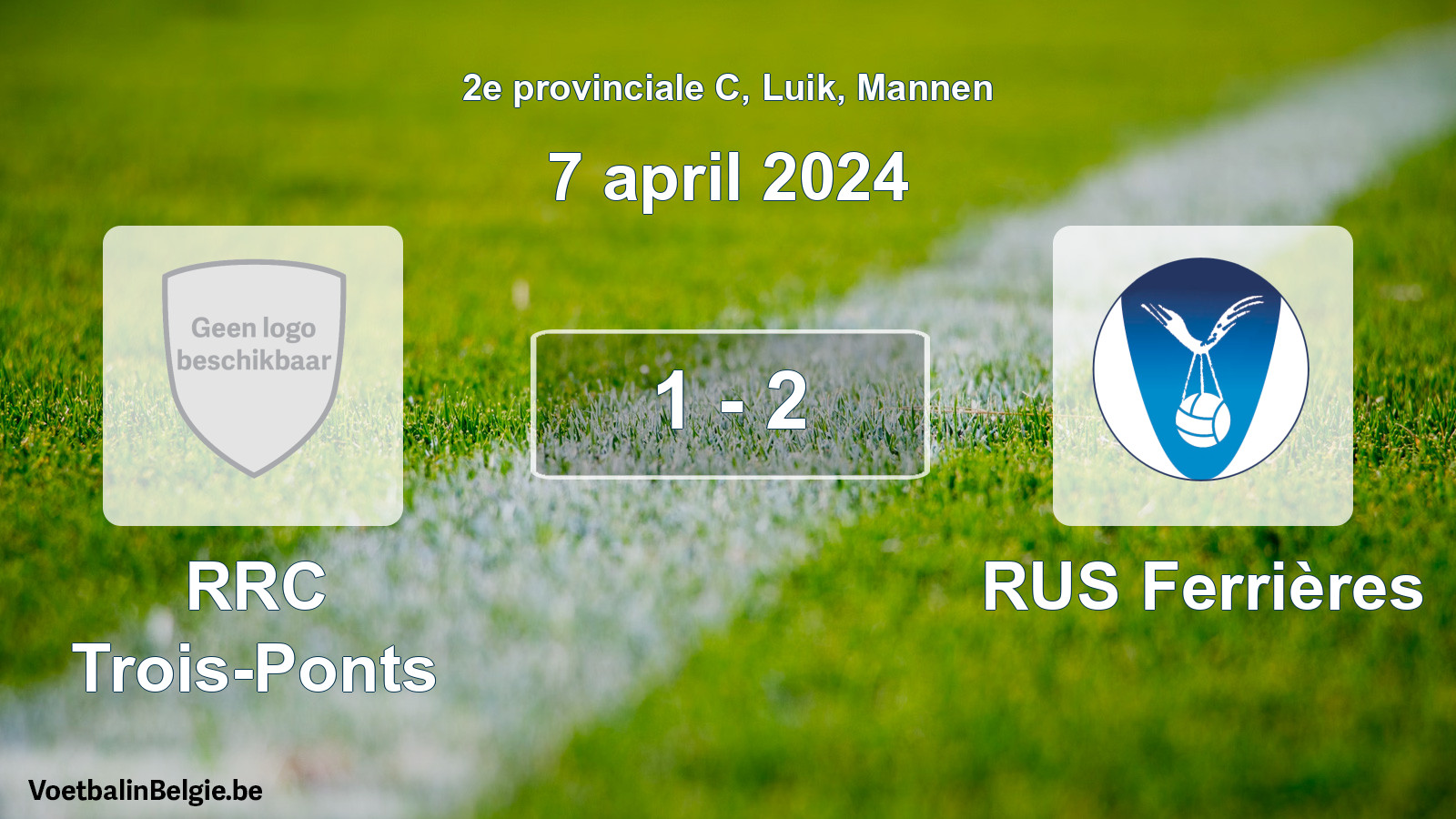 Gespeelde wedstrijd mannenvoetbal: RRC Trois-Ponts - RUS Ferrières 1 - 2 (7 april 2024)
