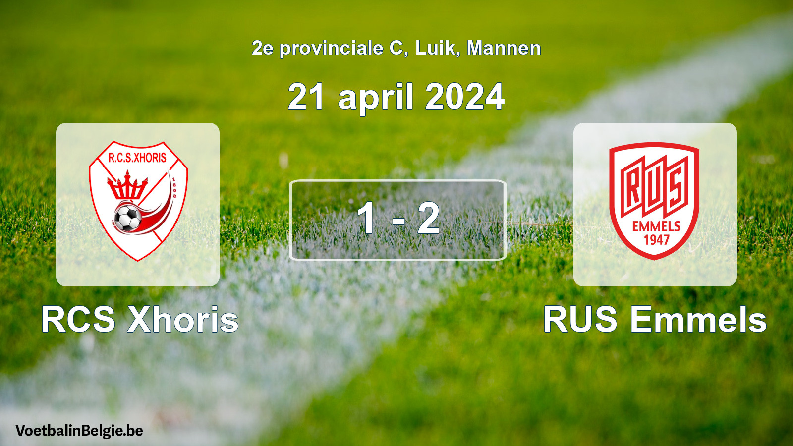 Gespeelde wedstrijd mannenvoetbal: RCS Xhoris - RUS Emmels 1 - 2 (21 april 2024)