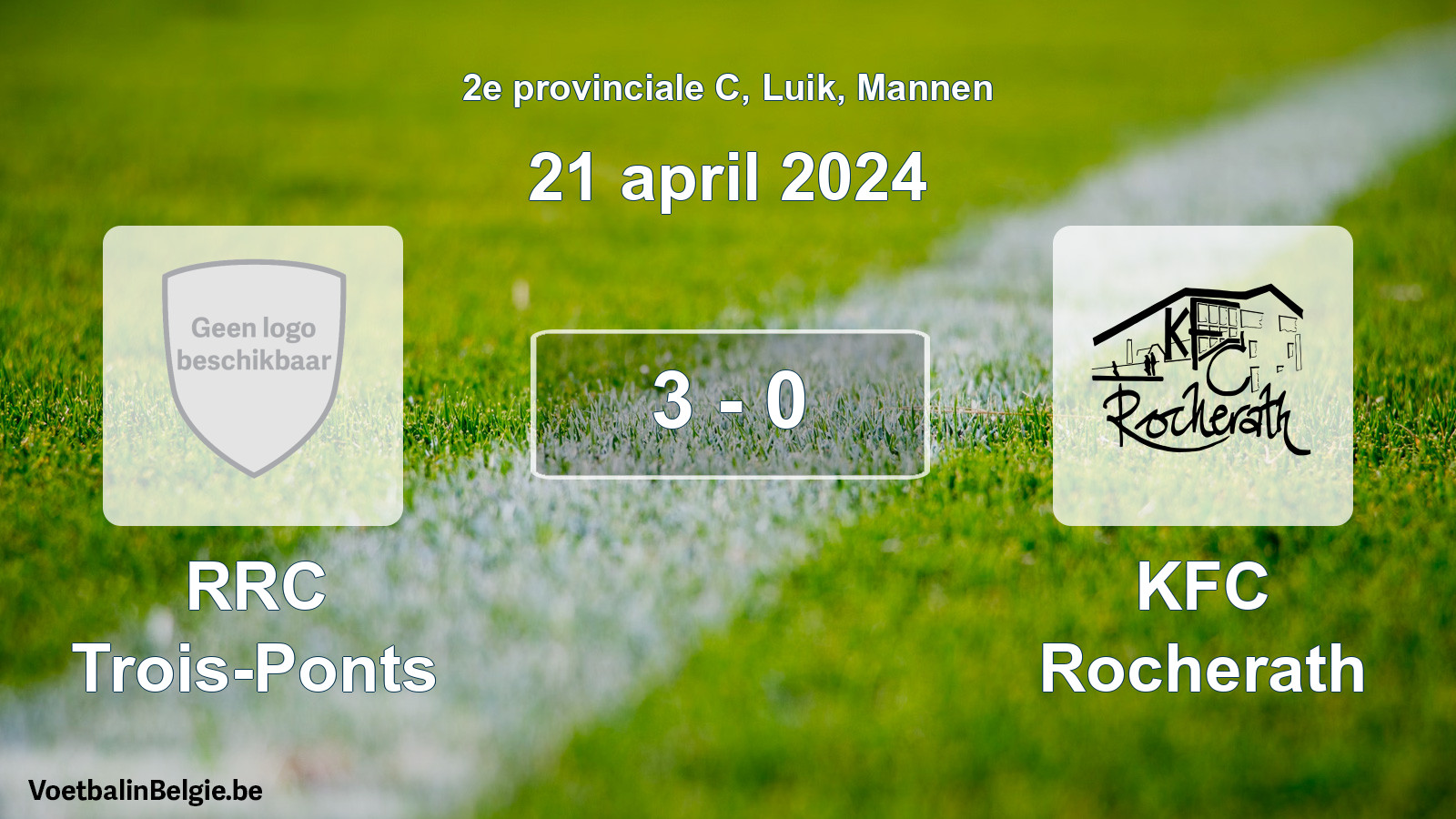 Gespeelde wedstrijd mannenvoetbal: RRC Trois-Ponts - KFC Rocherath 3 - 0 (21 april 2024)