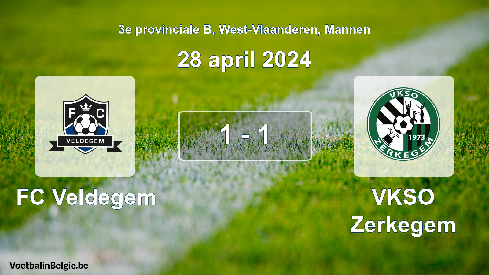 Played match men football: FC Veldegem - VKSO Zerkegem 1 - 1 (28 April 2024)