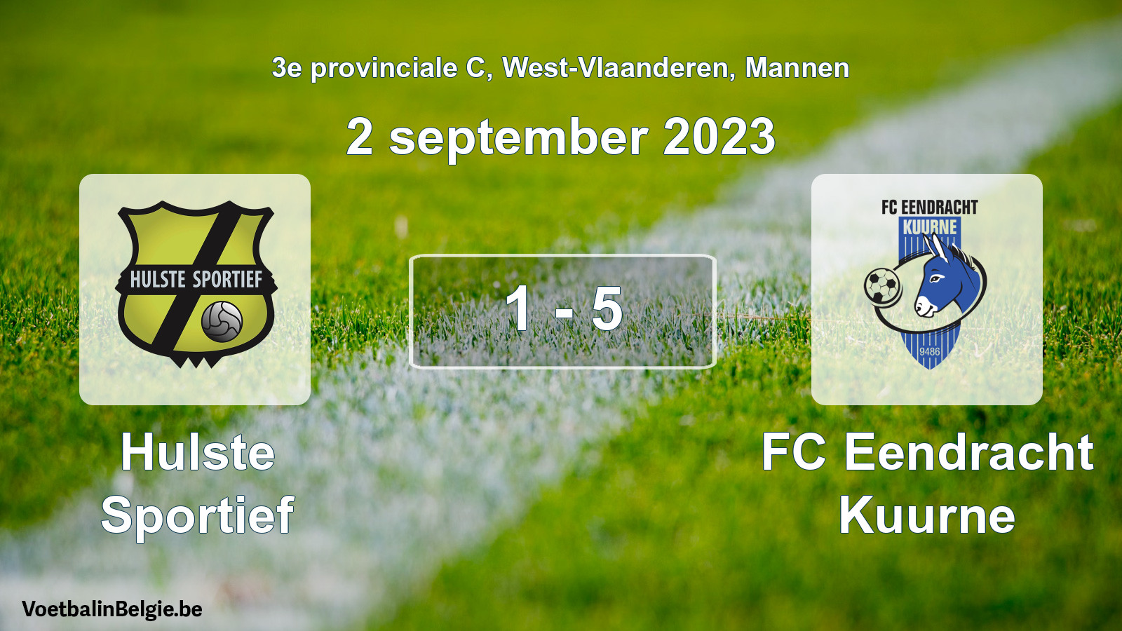 Gespeelde wedstrijd mannenvoetbal: Hulste Sportief - FC Eendracht Kuurne 1 - 5 (2 september 2023)