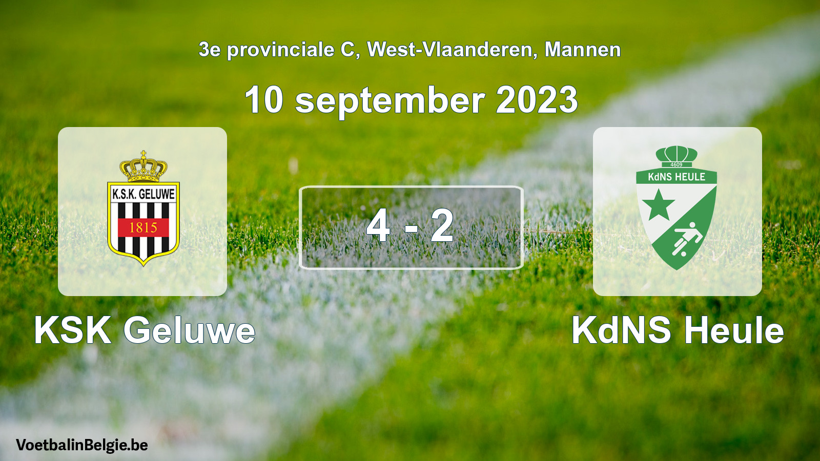 Gespeelde wedstrijd mannenvoetbal: KSK Geluwe - KdNS Heule 4 - 2 (10 september 2023)