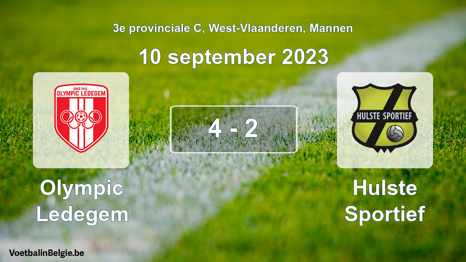Gespeelde wedstrijd mannenvoetbal: Olympic Ledegem - Hulste Sportief 4 - 2 (10 september 2023)