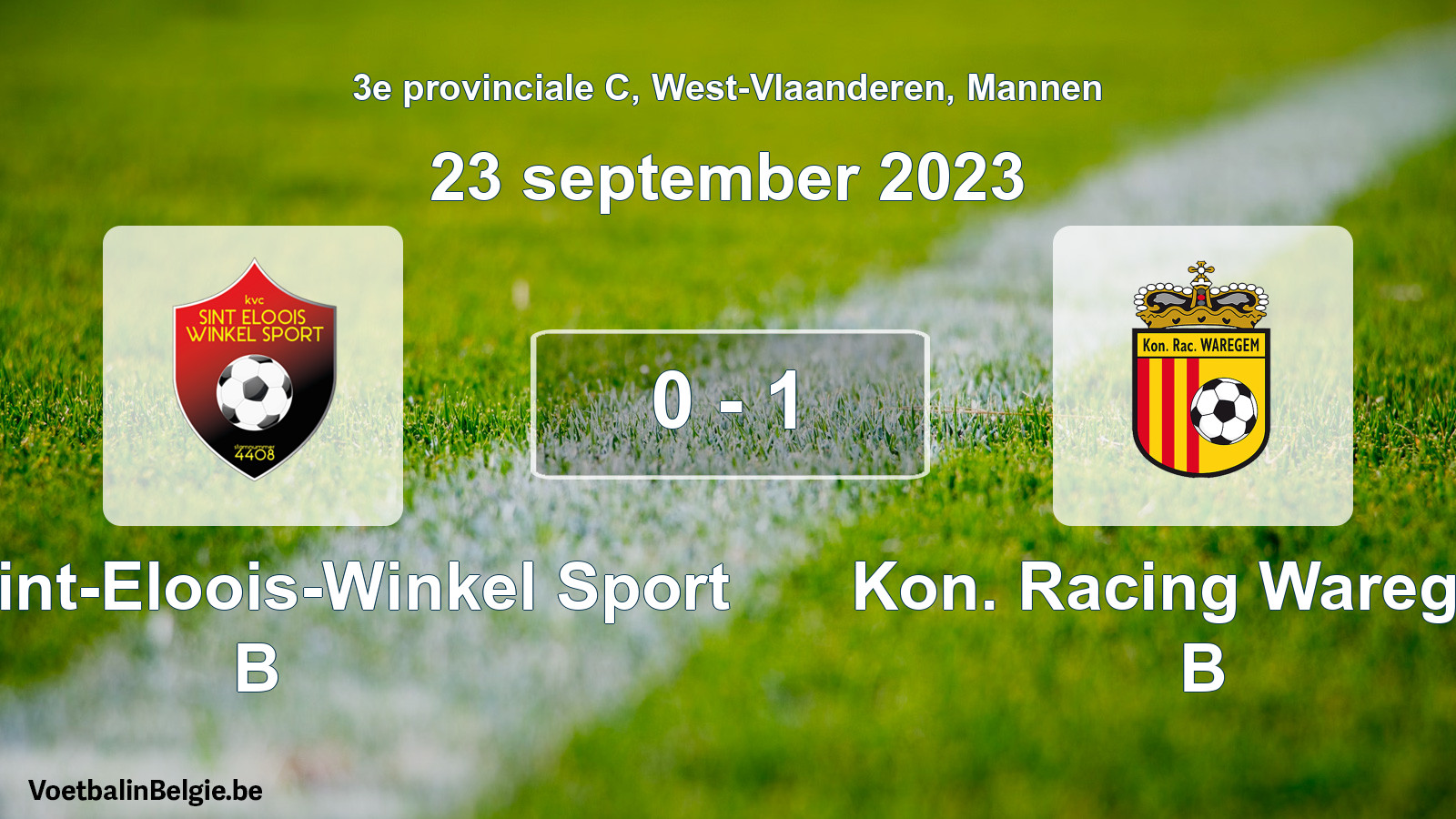 Gespeelde wedstrijd mannenvoetbal: Kon. Sint-Eloois-Winkel Sport B - Kon. Racing Waregem B 0 - 1 (23 september 2023)