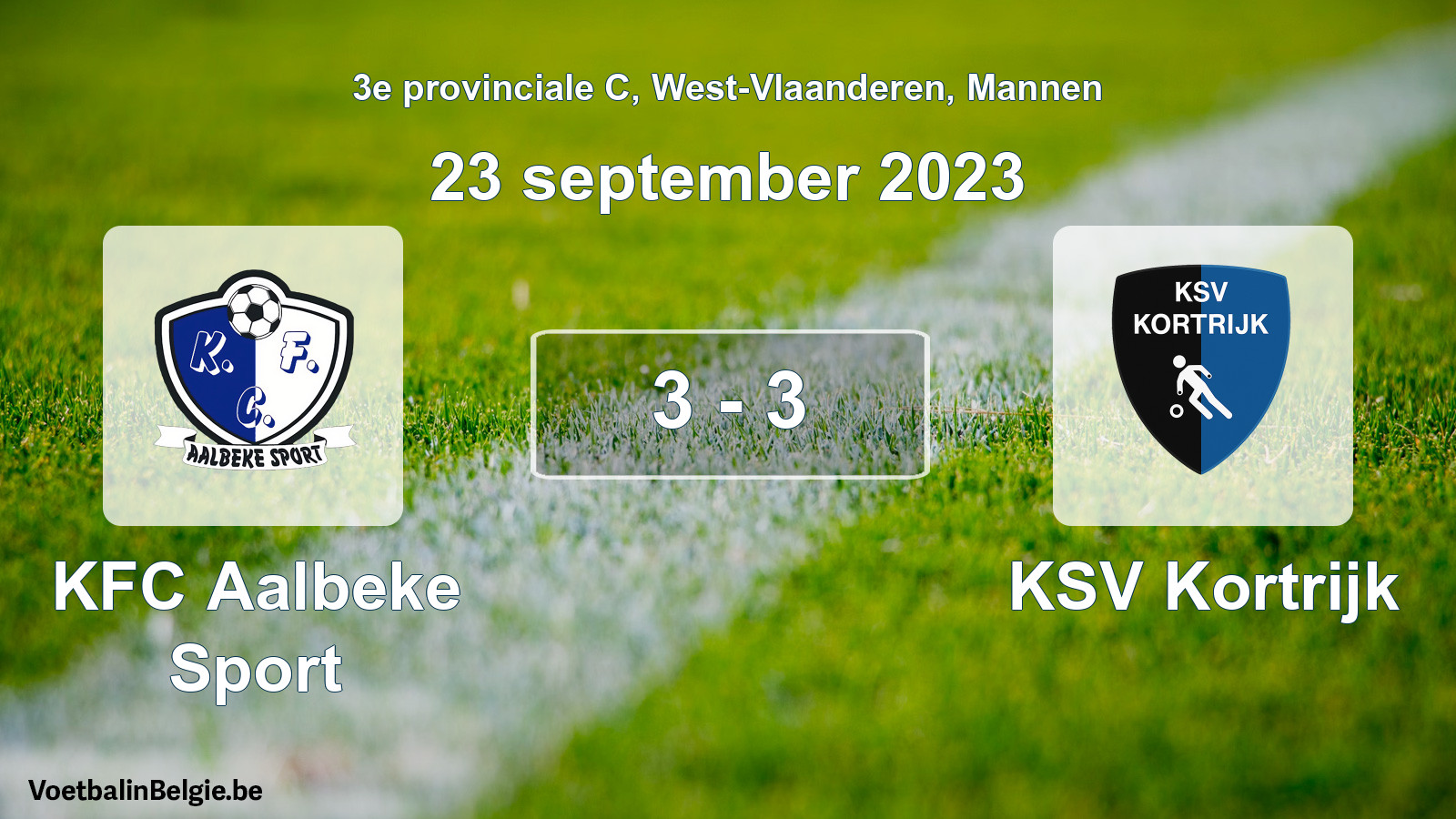 Gespeelde wedstrijd mannenvoetbal: KFC Aalbeke Sport - KSV Kortrijk 3 - 3 (23 september 2023)