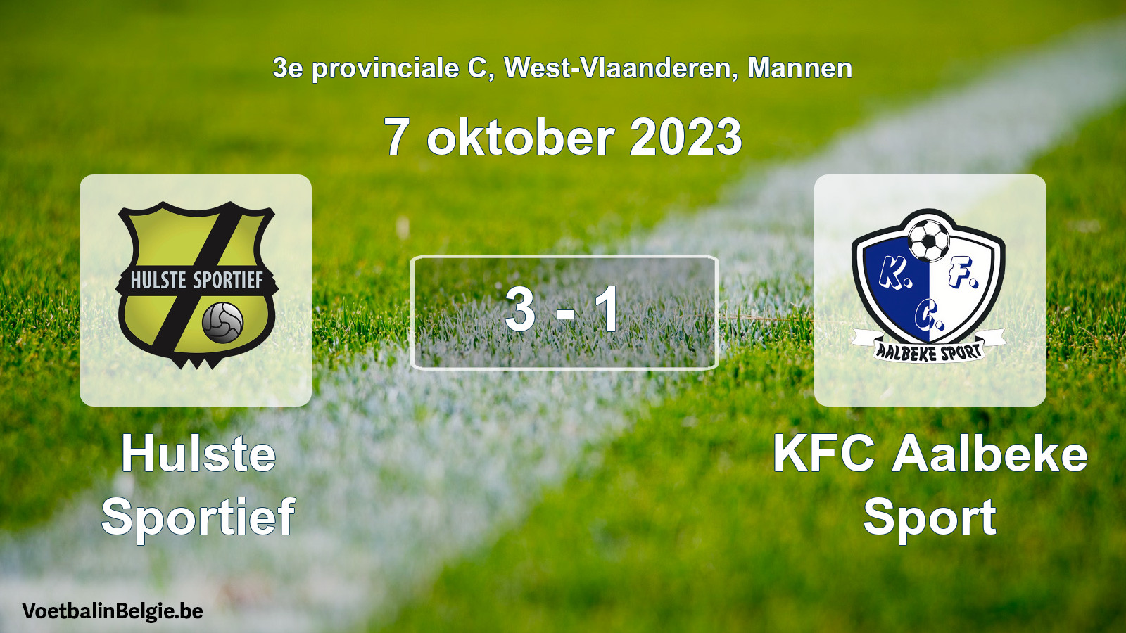 Gespeelde wedstrijd mannenvoetbal: Hulste Sportief - KFC Aalbeke Sport 3 - 1 (7 oktober 2023)