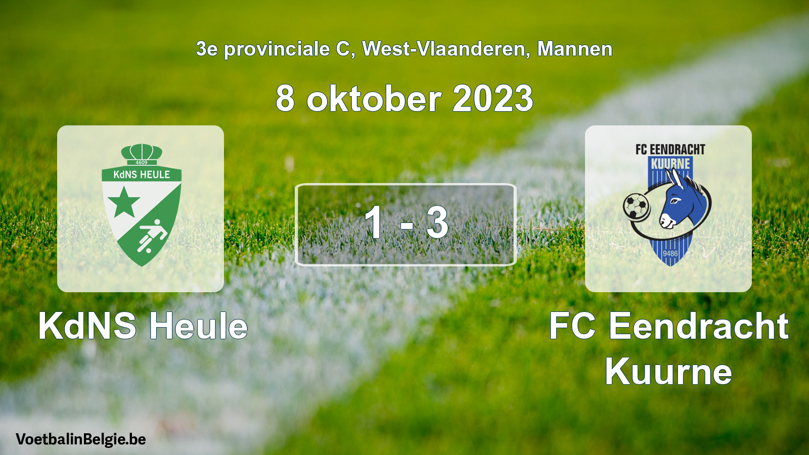 Gespeelde wedstrijd mannenvoetbal: KdNS Heule - FC Eendracht Kuurne 1 - 3 (8 oktober 2023)