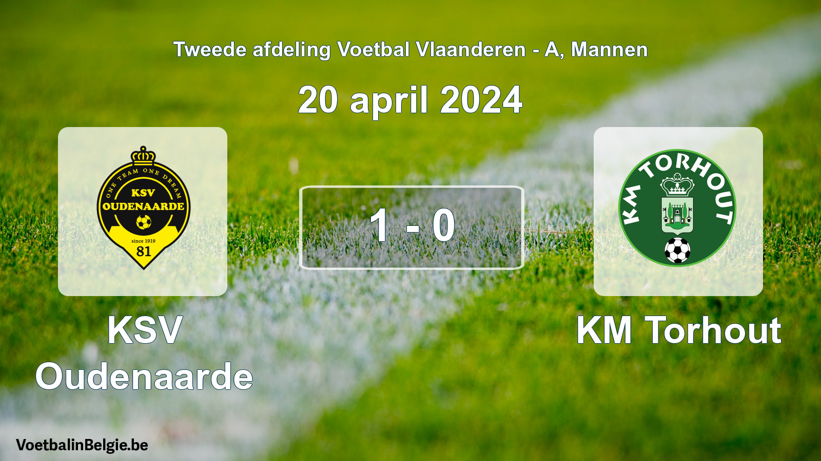 Gespeelde wedstrijd mannenvoetbal: KSV Oudenaarde - KM Torhout 1 - 0 (20 april 2024)