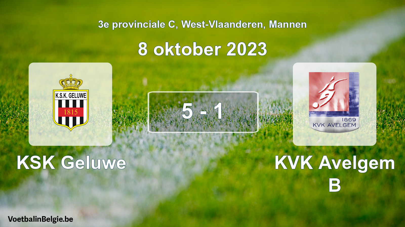 Played match men football: KSK Geluwe - KVK Avelgem B 5 - 1 (8 October 2023)