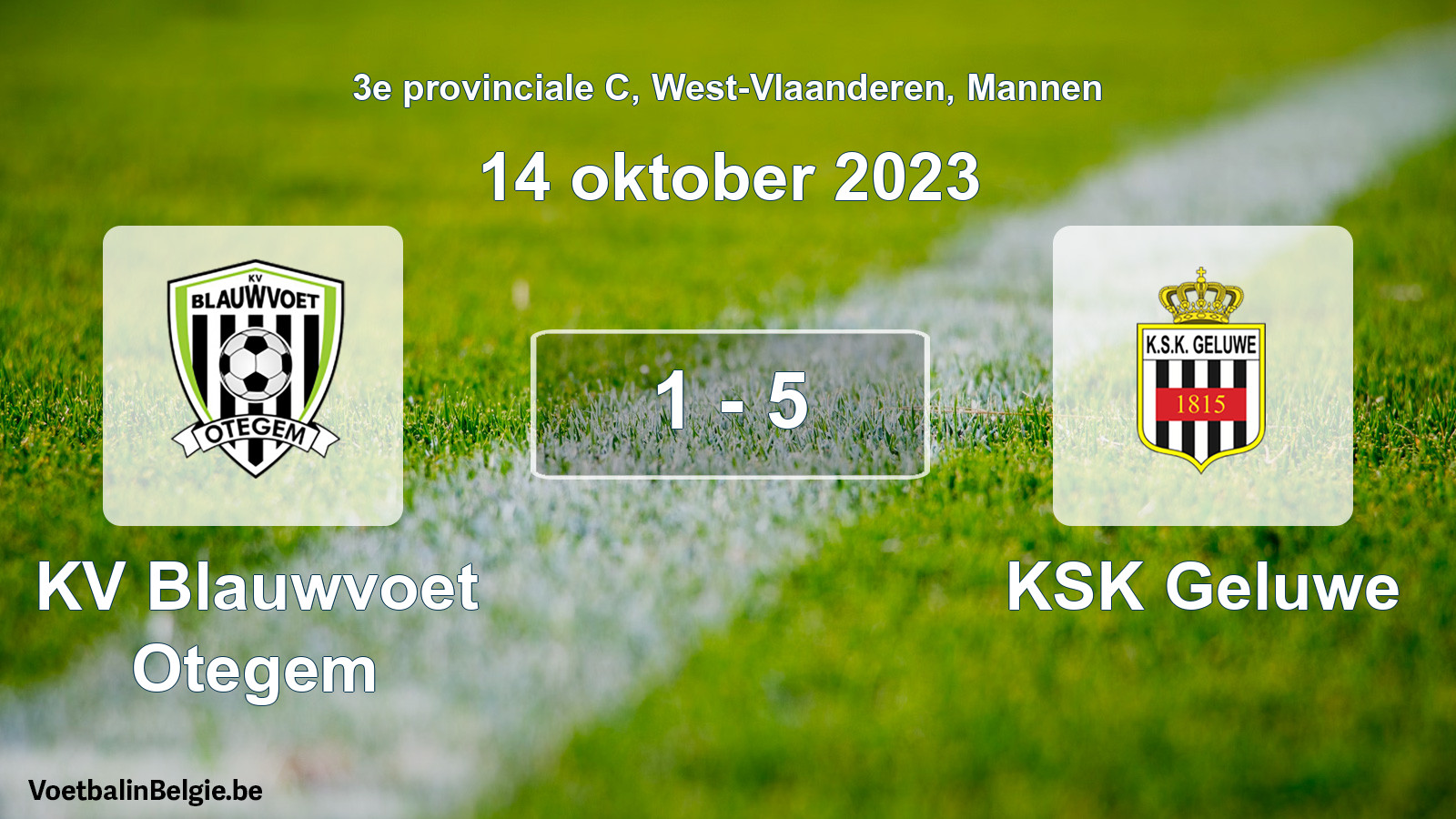Gespeelde wedstrijd mannenvoetbal: KV Blauwvoet Otegem - KSK Geluwe 1 - 5 (14 oktober 2023)