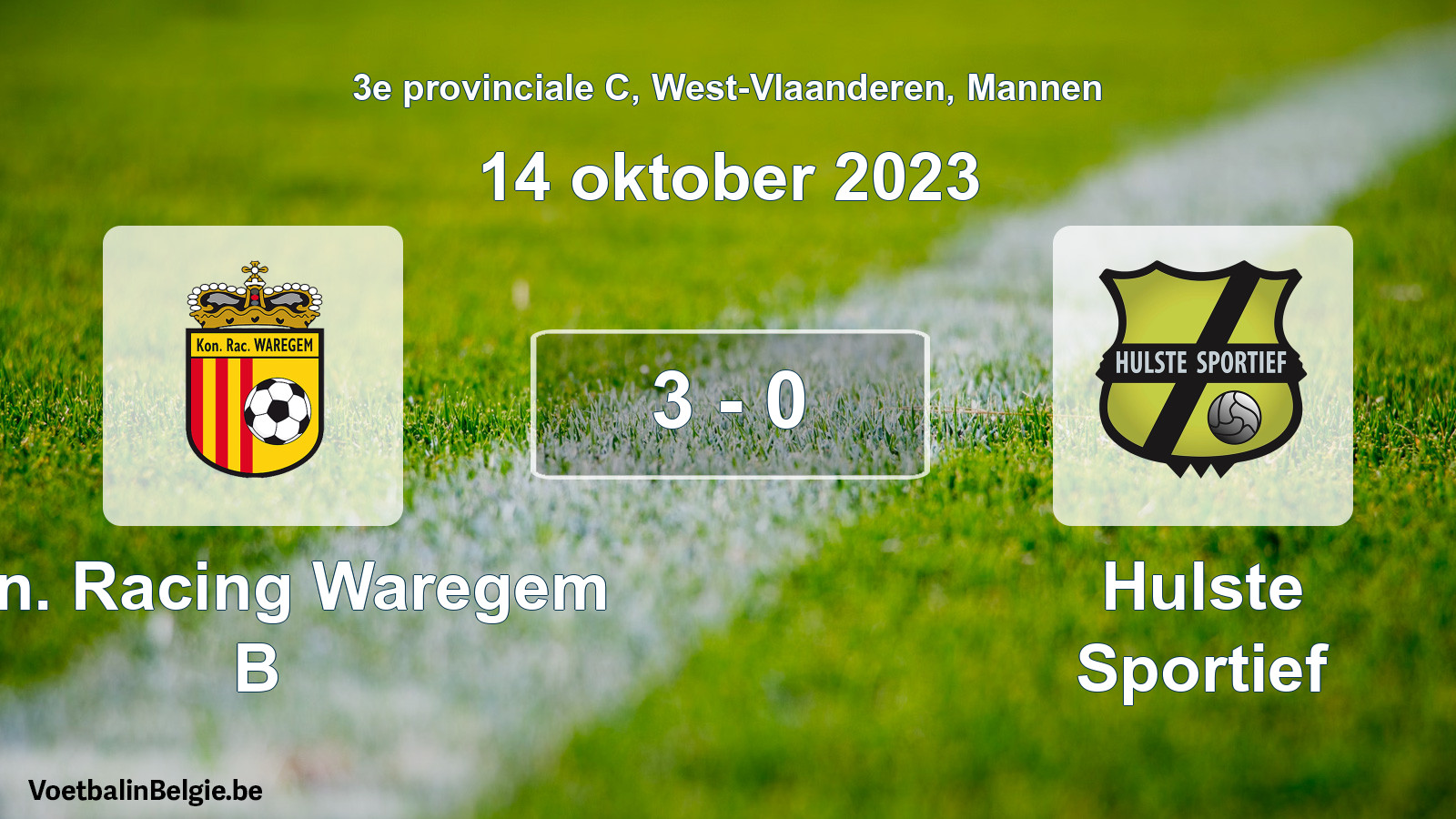 Gespeelde wedstrijd mannenvoetbal: Kon. Racing Waregem B - Hulste Sportief 3 - 0 (14 oktober 2023)