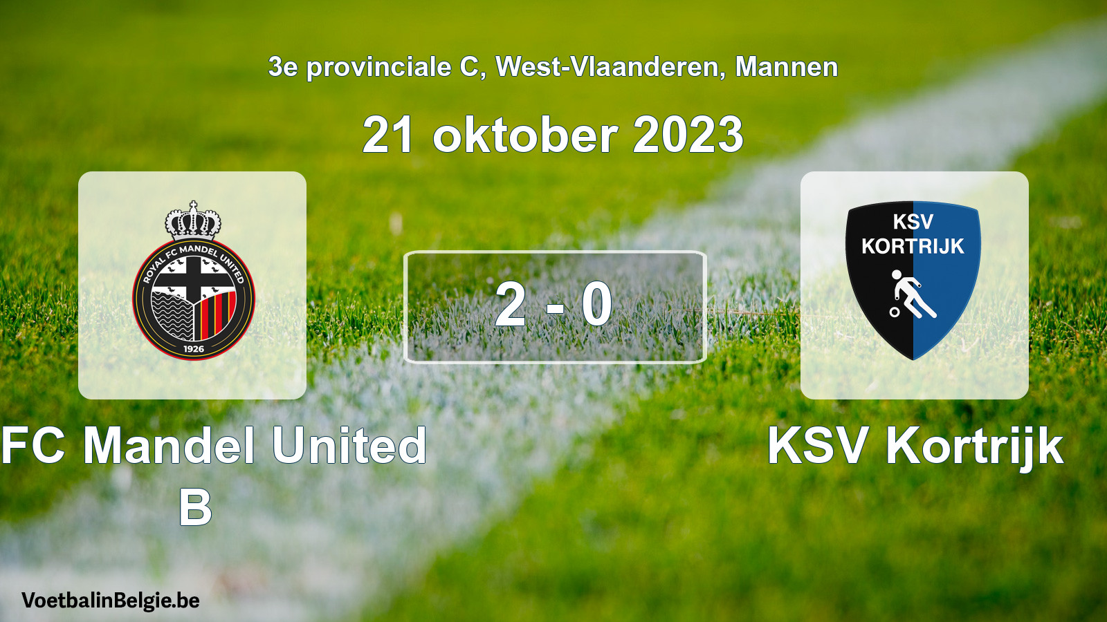 Gespeelde wedstrijd mannenvoetbal: RFC Mandel United B - KSV Kortrijk 2 - 0 (21 oktober 2023)