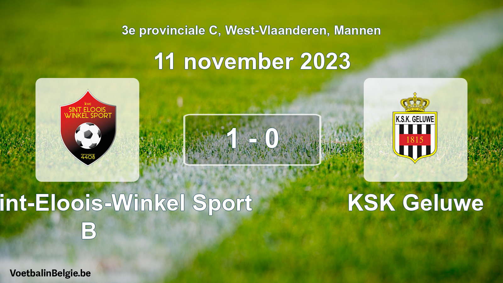 Played match men football: Kon. Sint-Eloois-Winkel Sport B - KSK Geluwe 1 - 0 (11 November 2023)