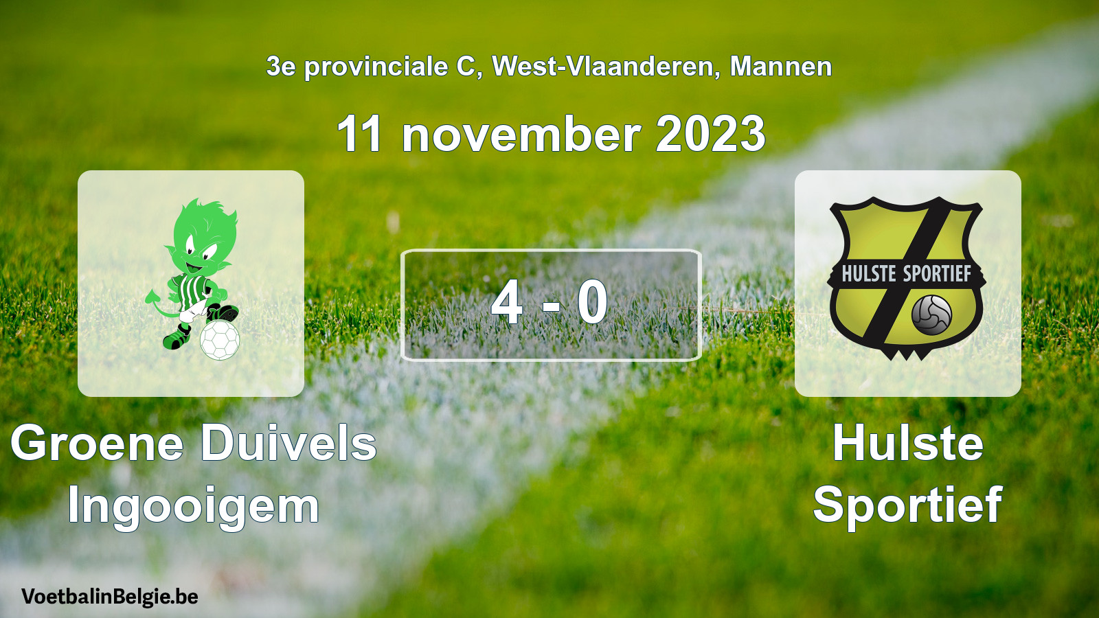 Gespeelde wedstrijd mannenvoetbal: Groene Duivels Ingooigem - Hulste Sportief 4 - 0 (11 november 2023)