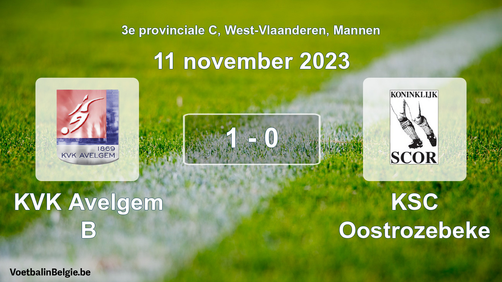 Gespeelde wedstrijd mannenvoetbal: KVK Avelgem B - KSC Oostrozebeke 1 - 0 (11 november 2023)