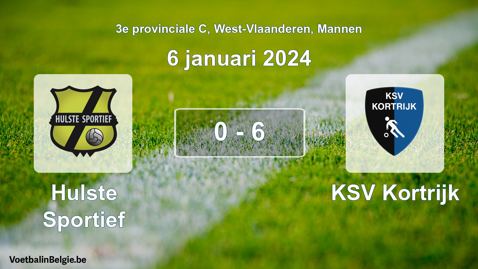 Gespeelde wedstrijd mannenvoetbal: Hulste Sportief - KSV Kortrijk 0 - 6 (6 januari 2024)