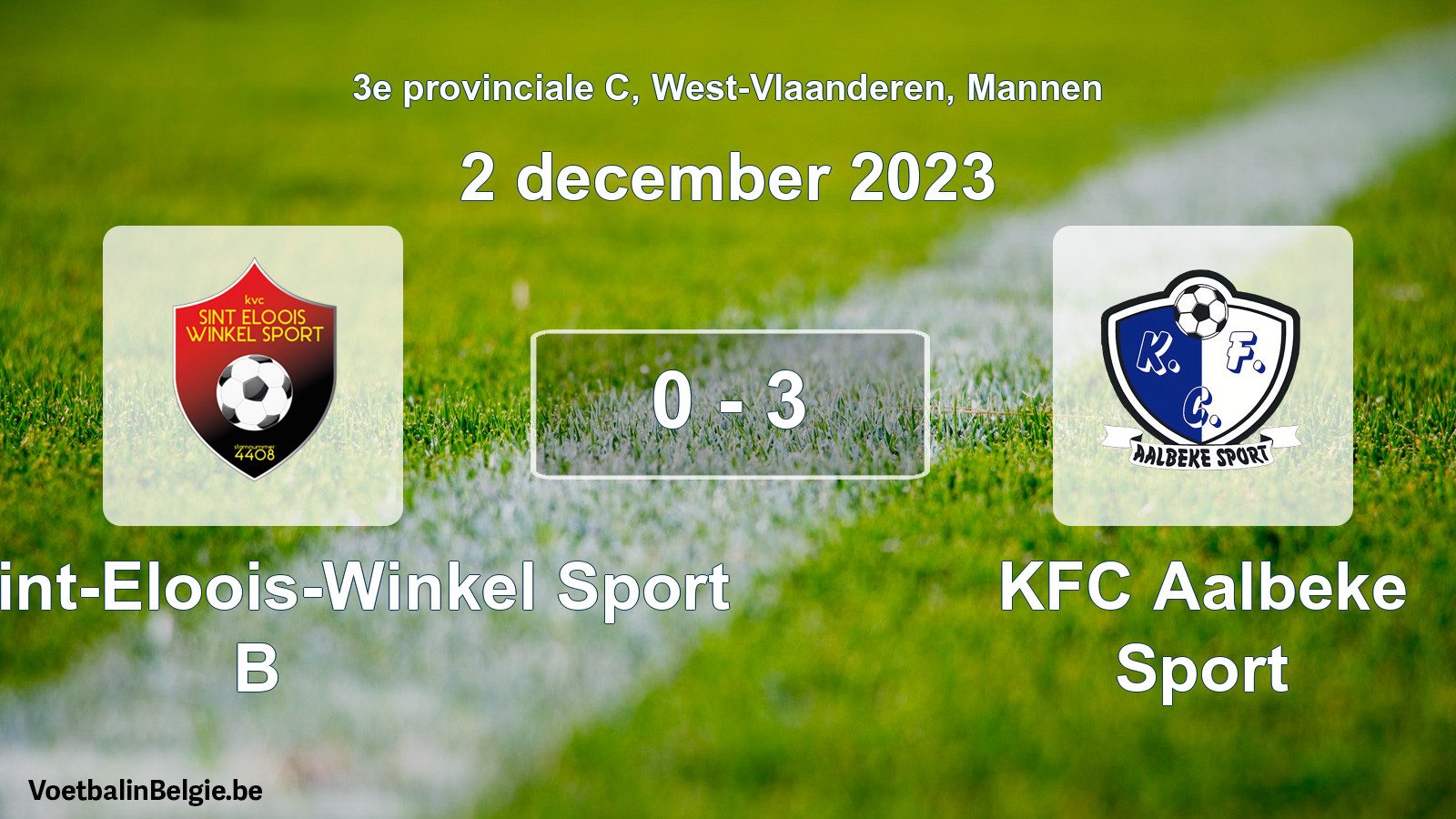 Gespeelde wedstrijd mannenvoetbal: Kon. Sint-Eloois-Winkel Sport B - KFC Aalbeke Sport 0 - 3 (2 december 2023)