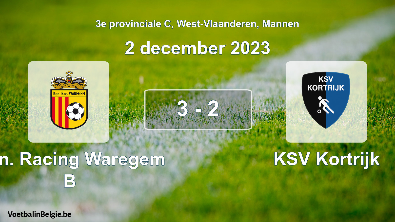 Gespeelde wedstrijd mannenvoetbal: Kon. Racing Waregem B - KSV Kortrijk 3 - 2 (2 december 2023)
