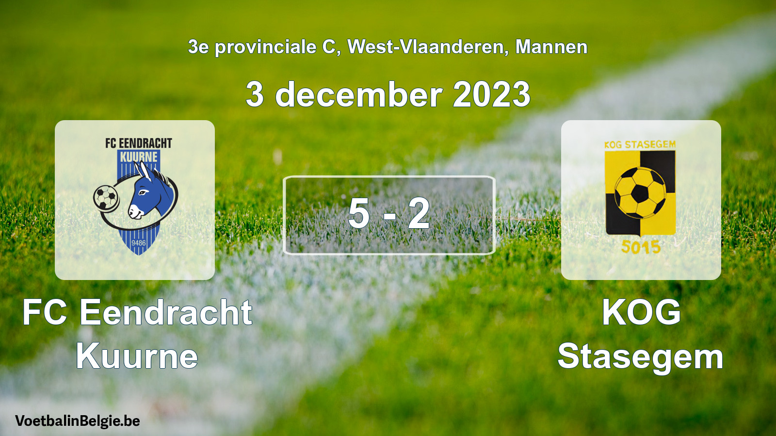 Gespeelde wedstrijd mannenvoetbal: FC Eendracht Kuurne - KOG Stasegem 5 - 2 (3 december 2023)