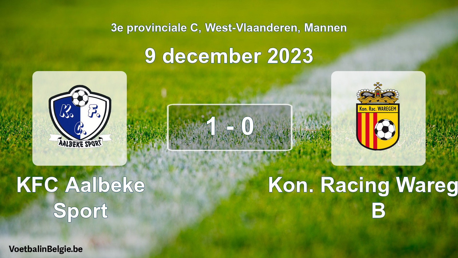 Gespeelde wedstrijd mannenvoetbal: KFC Aalbeke Sport - Kon. Racing Waregem B 1 - 0 (9 december 2023)
