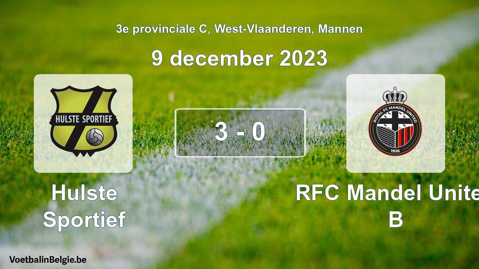 Gespeelde wedstrijd mannenvoetbal: Hulste Sportief - RFC Mandel United B 3 - 0 (9 december 2023)