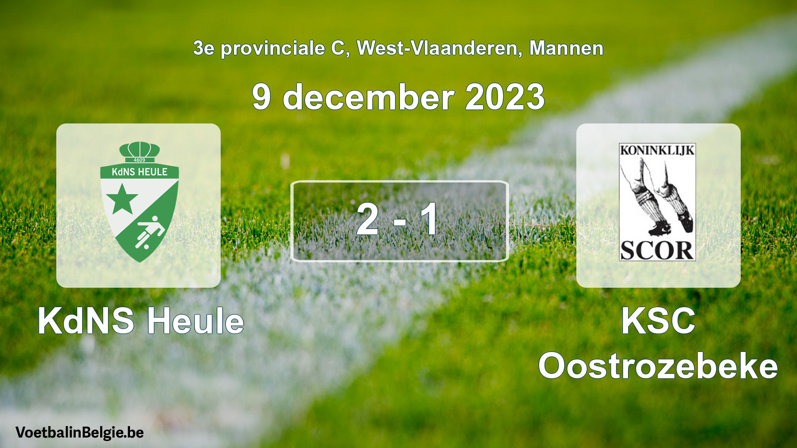 Gespeelde wedstrijd mannenvoetbal: KdNS Heule - KSC Oostrozebeke 2 - 1 (9 december 2023)