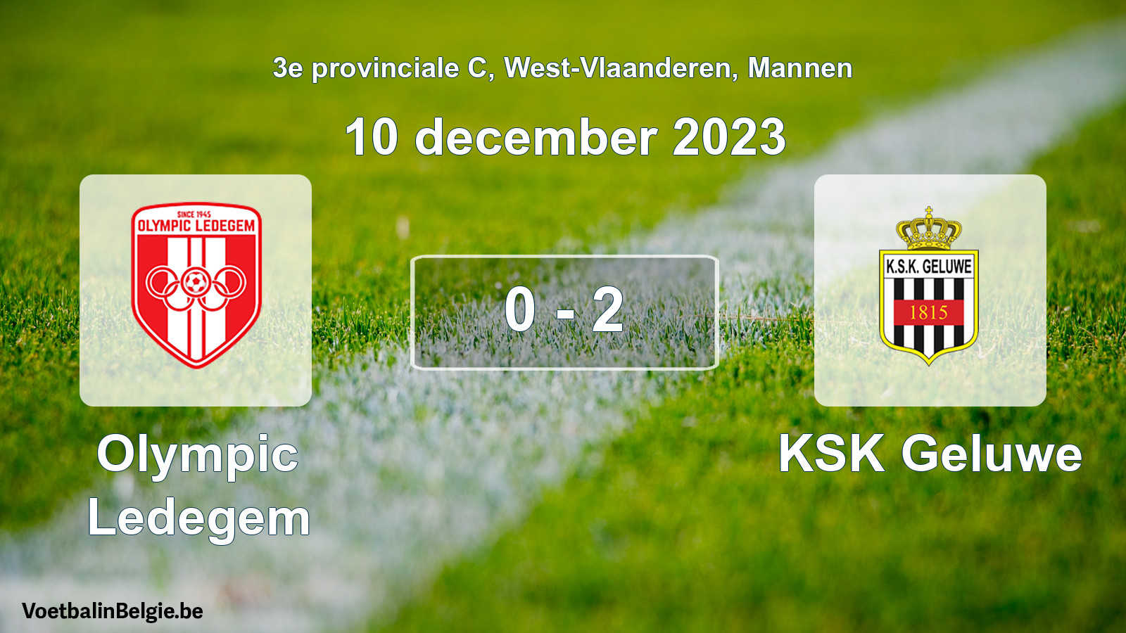Gespeelde wedstrijd mannenvoetbal: Olympic Ledegem - KSK Geluwe 0 - 2 (10 december 2023)