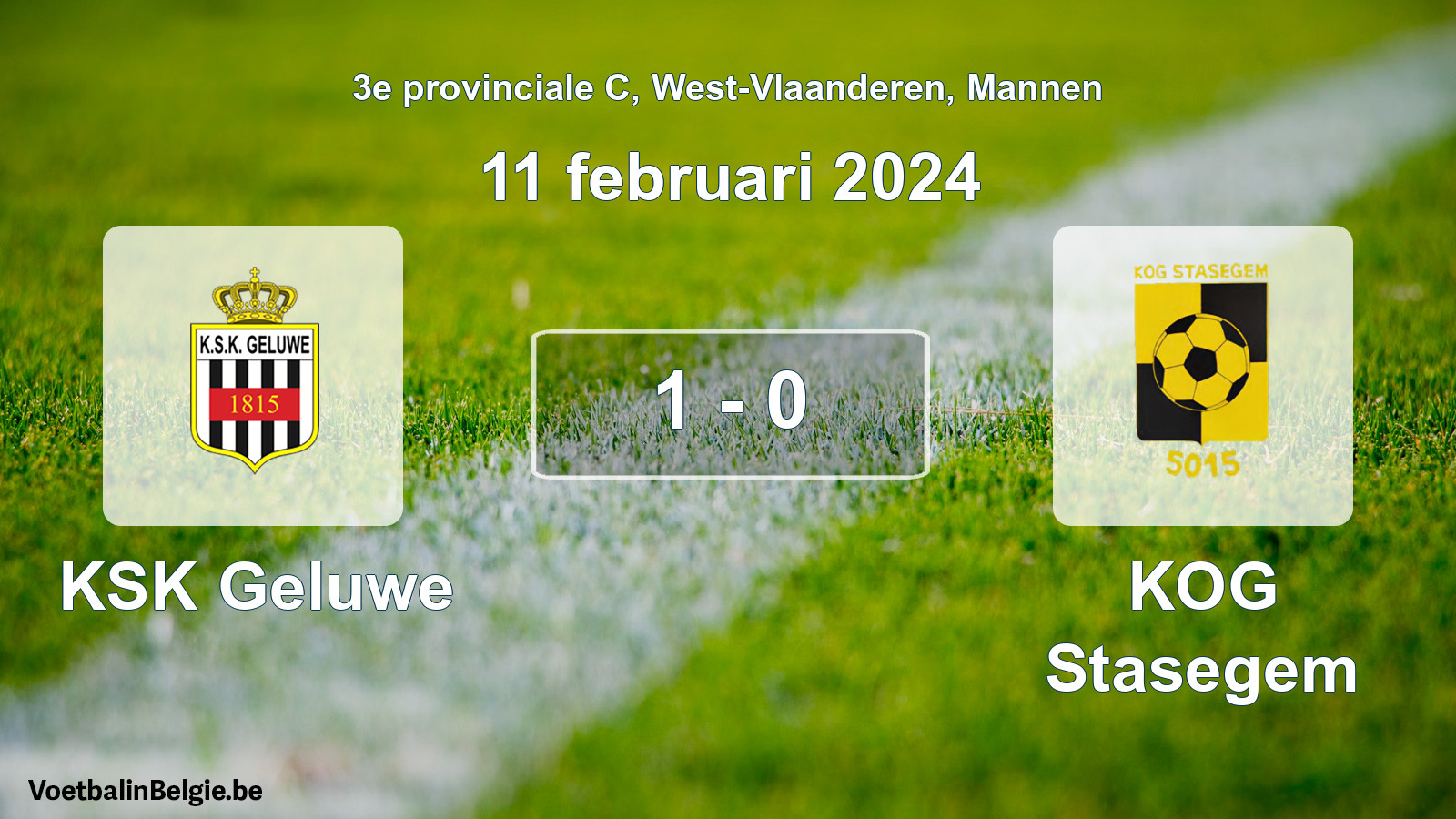 Gespeelde wedstrijd mannenvoetbal: KSK Geluwe - KOG Stasegem 1 - 0 (11 februari 2024)