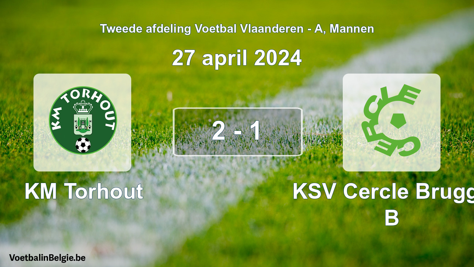 Gespeelde wedstrijd mannenvoetbal: KM Torhout - KSV Cercle Brugge B 2 - 1 (27 april 2024)