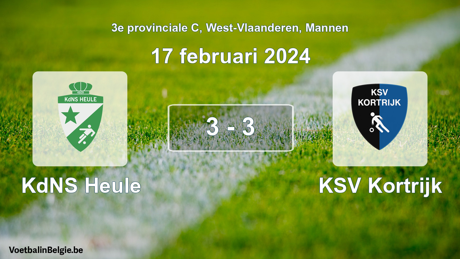 Gespeelde wedstrijd mannenvoetbal: KdNS Heule - KSV Kortrijk 3 - 3 (17 februari 2024)