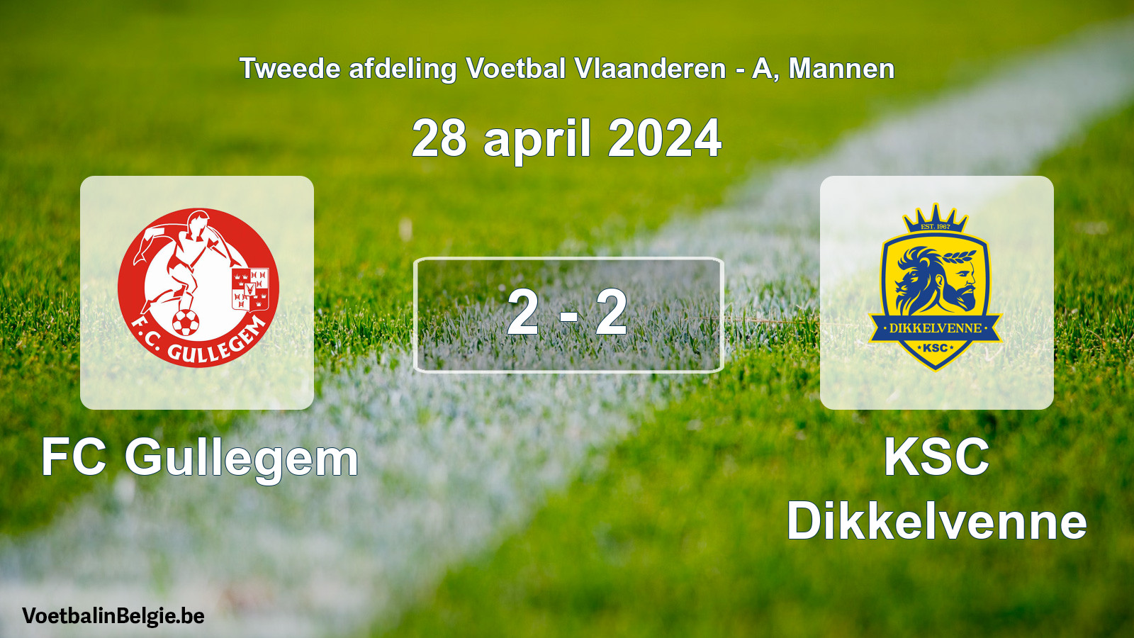 Gespeelde wedstrijd mannenvoetbal: FC Gullegem - KSC Dikkelvenne 2 - 2 (28 april 2024)