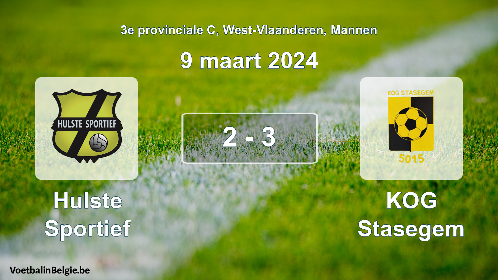 Gespeelde wedstrijd mannenvoetbal: Hulste Sportief - KOG Stasegem 2 - 3 (9 maart 2024)