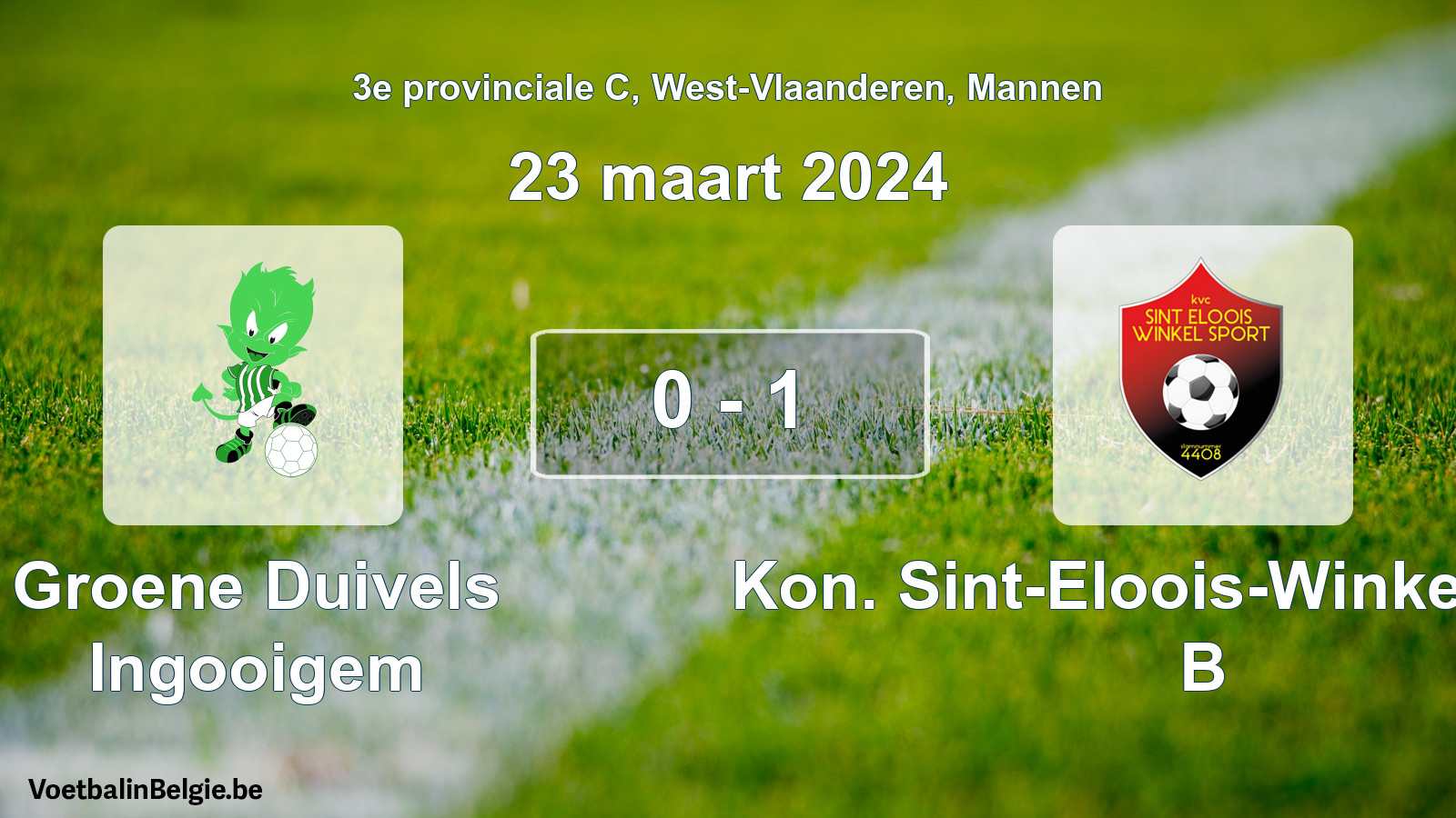 Gespeelde wedstrijd mannenvoetbal: Groene Duivels Ingooigem - Kon. Sint-Eloois-Winkel Sport B 0 - 1 (23 maart 2024)