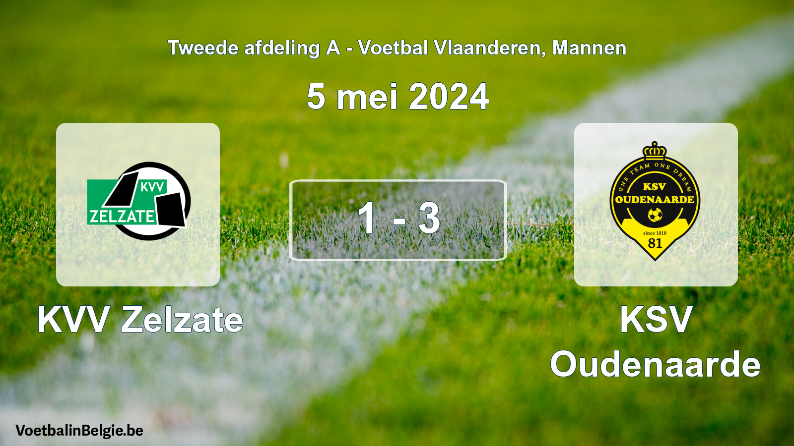 Played match men football: KVV Zelzate - KSV Oudenaarde 1 - 3 (5 May 2024)