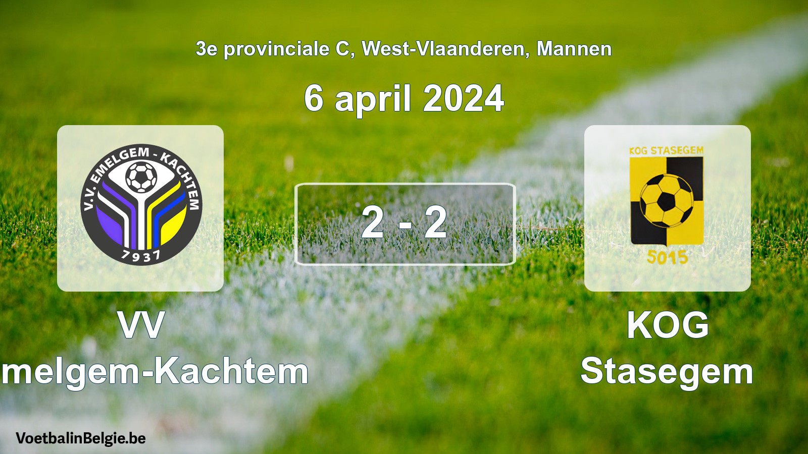Played match men football: VV Emelgem-Kachtem - KOG Stasegem 2 - 2 (6 April 2024)