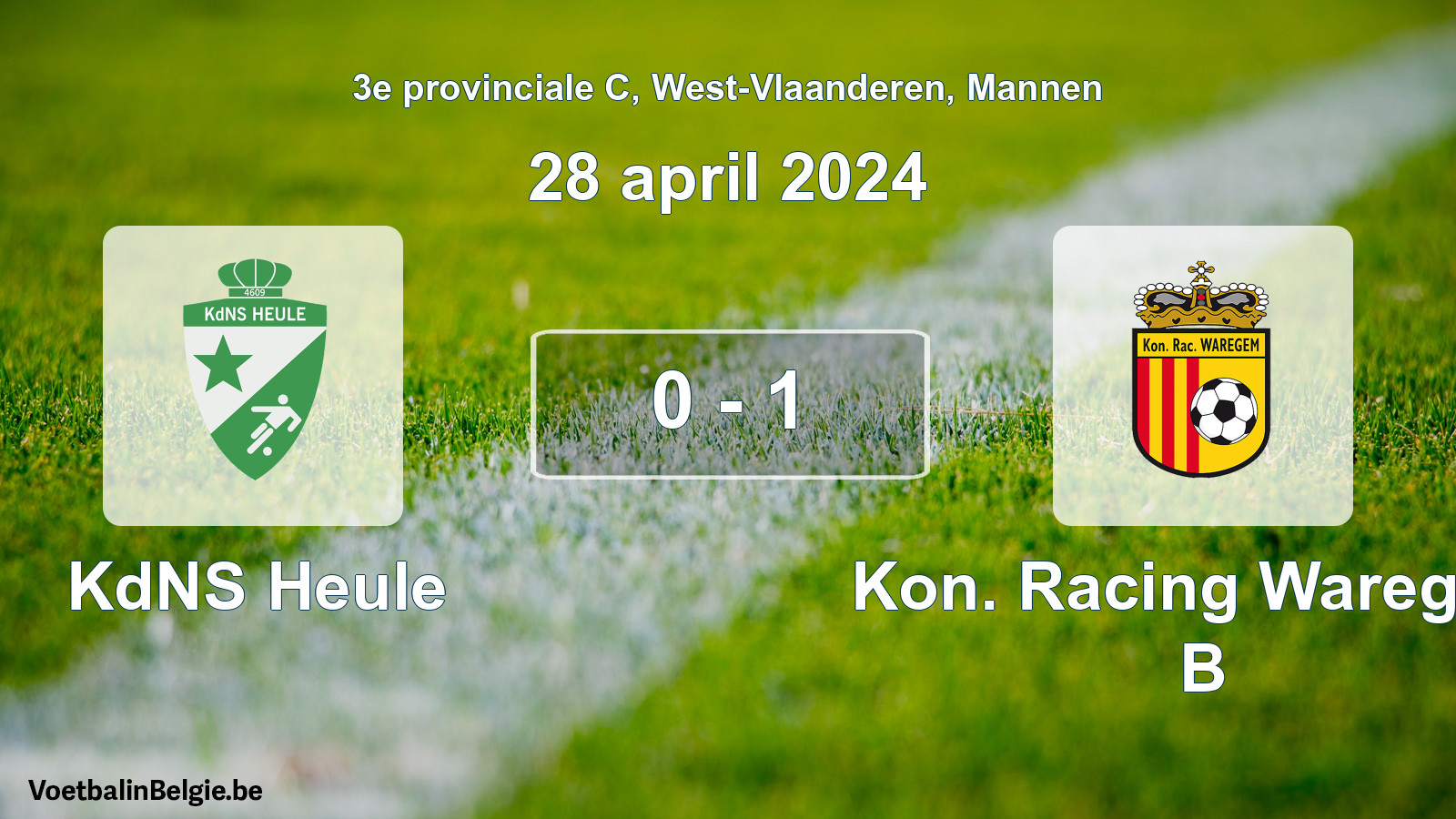 Gespeelde wedstrijd mannenvoetbal: KdNS Heule - Kon. Racing Waregem B 0 - 1 (28 april 2024)