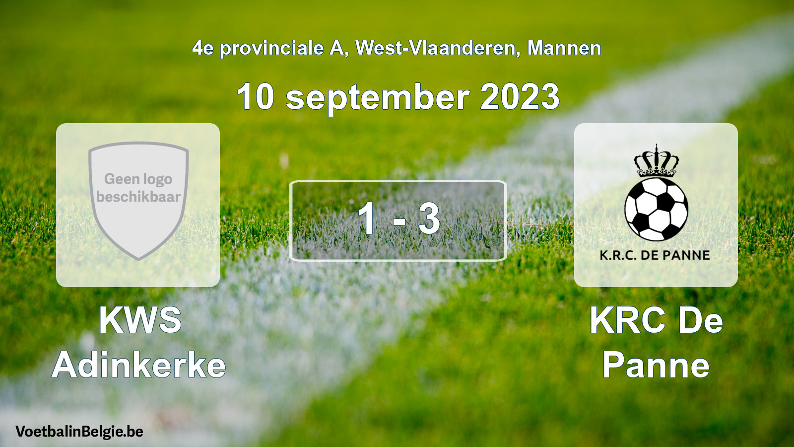 Gespeelde wedstrijd mannenvoetbal: KWS Adinkerke - KRC De Panne 1 - 3 (10 september 2023)