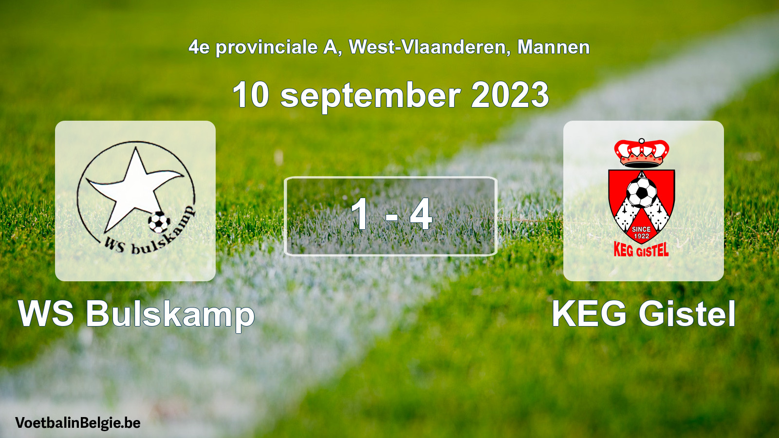 Gespeelde wedstrijd mannenvoetbal: WS Bulskamp - KEG Gistel 1 - 4 (10 september 2023)