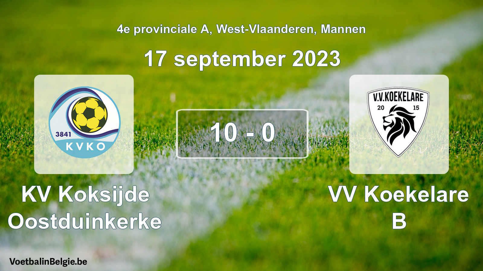 Gespeelde wedstrijd mannenvoetbal: KV Koksijde Oostduinkerke - VV Koekelare B 10 - 0 (17 september 2023)