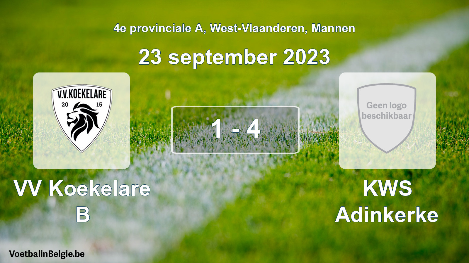 Gespeelde wedstrijd mannenvoetbal: VV Koekelare B - KWS Adinkerke 1 - 4 (23 september 2023)