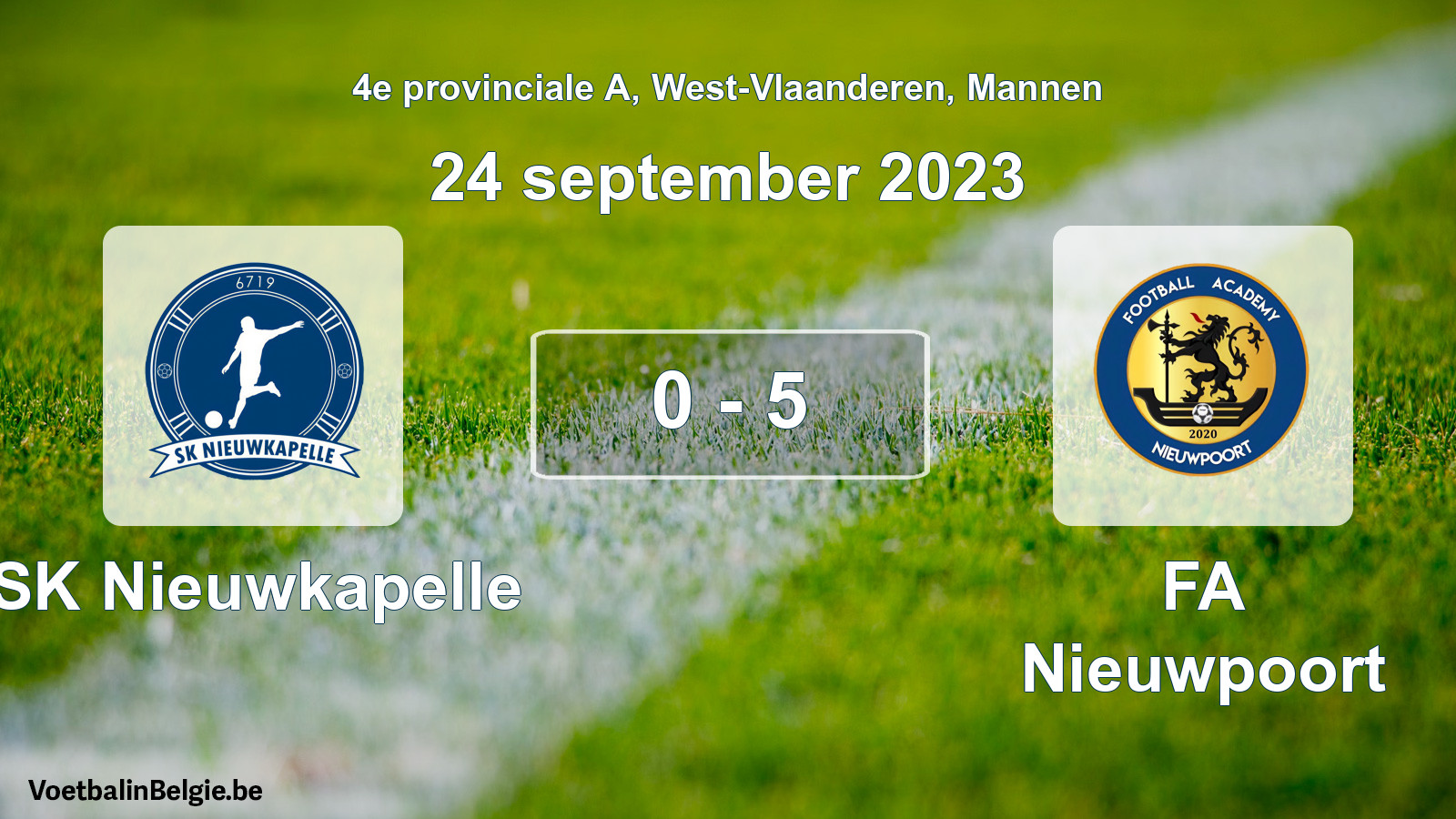 Gespeelde wedstrijd mannenvoetbal: SK Nieuwkapelle - FA Nieuwpoort 0 - 5 (24 september 2023)