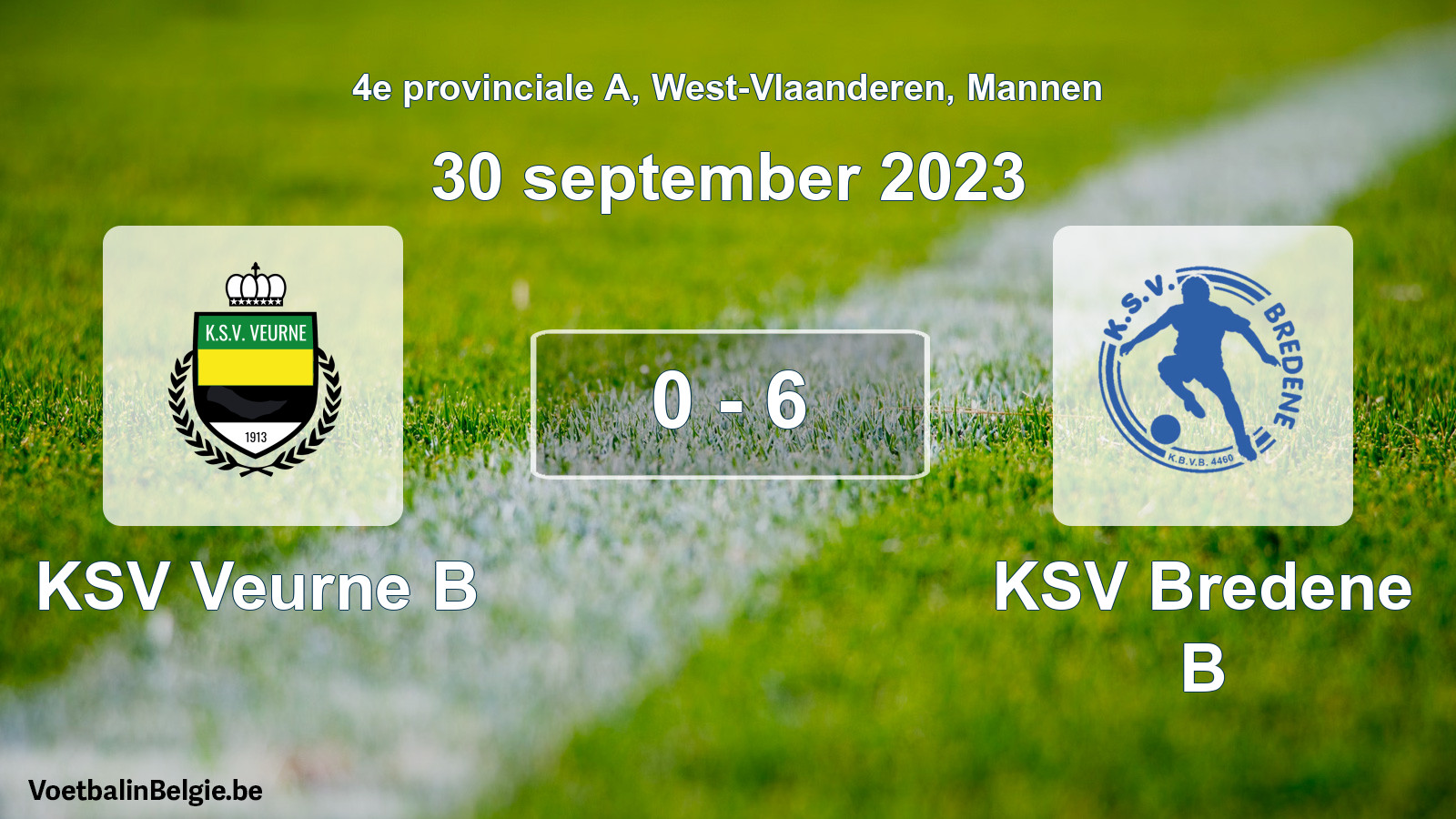 Played match men football: KSV Veurne B - KSV Bredene B 0 - 6 (30 September 2023)