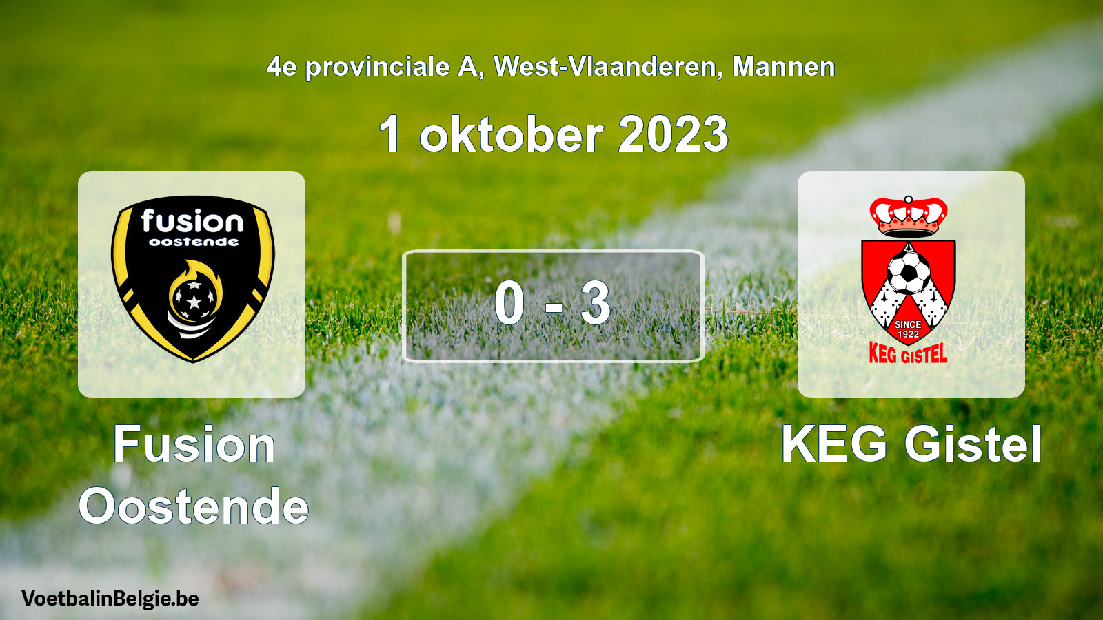 Gespeelde wedstrijd mannenvoetbal: Fusion Oostende - KEG Gistel 0 - 3 (1 oktober 2023)