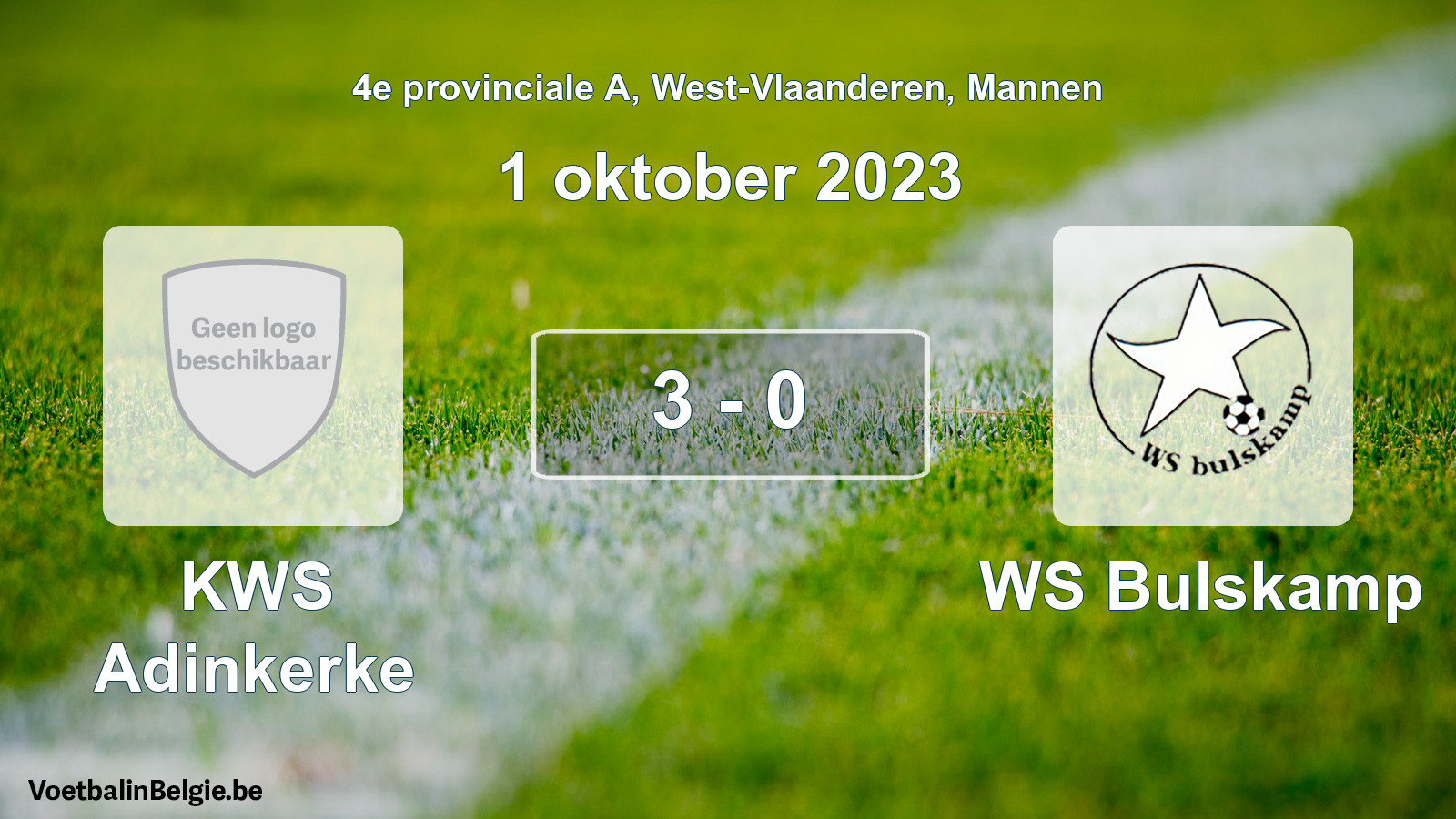 Gespeelde wedstrijd mannenvoetbal: KWS Adinkerke - WS Bulskamp 3 - 0 (1 oktober 2023)