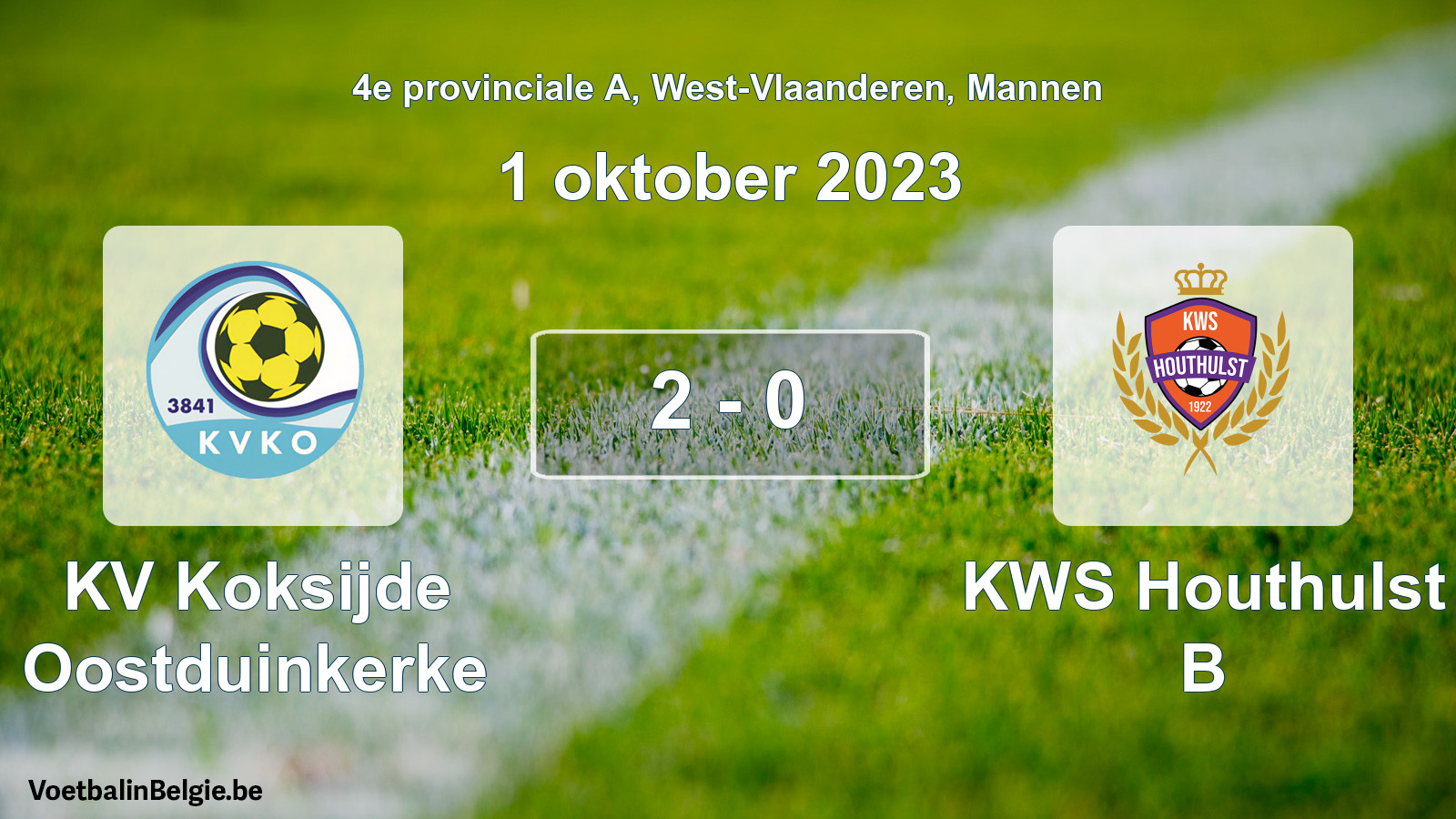 Gespeelde wedstrijd mannenvoetbal: KV Koksijde Oostduinkerke - KWS Houthulst B 2 - 0 (1 oktober 2023)
