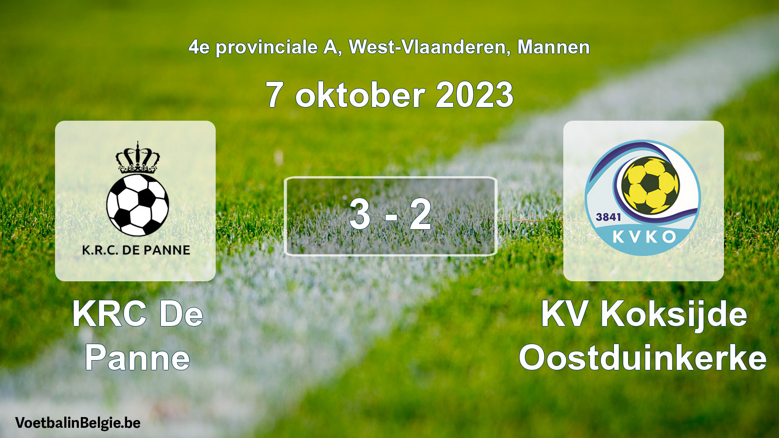 Gespeelde wedstrijd mannenvoetbal: KRC De Panne - KV Koksijde Oostduinkerke 3 - 2 (7 oktober 2023)