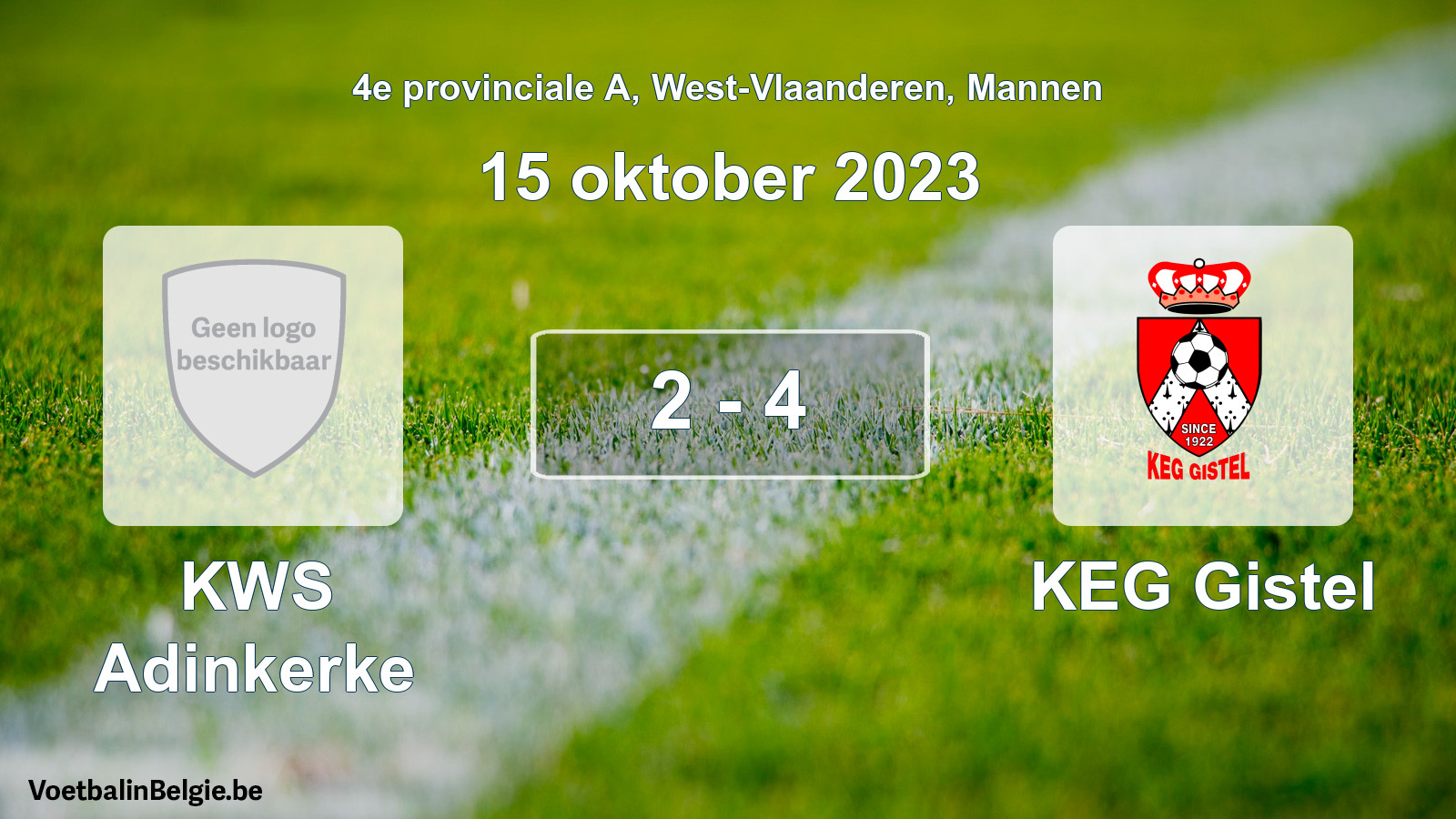 Gespeelde wedstrijd mannenvoetbal: KWS Adinkerke - KEG Gistel 2 - 4 (15 oktober 2023)