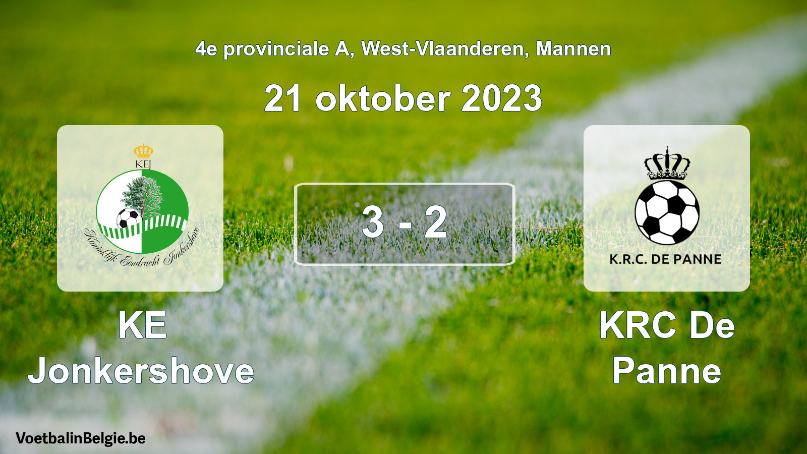 Gespeelde wedstrijd mannenvoetbal: KE Jonkershove - KRC De Panne 3 - 2 (21 oktober 2023)