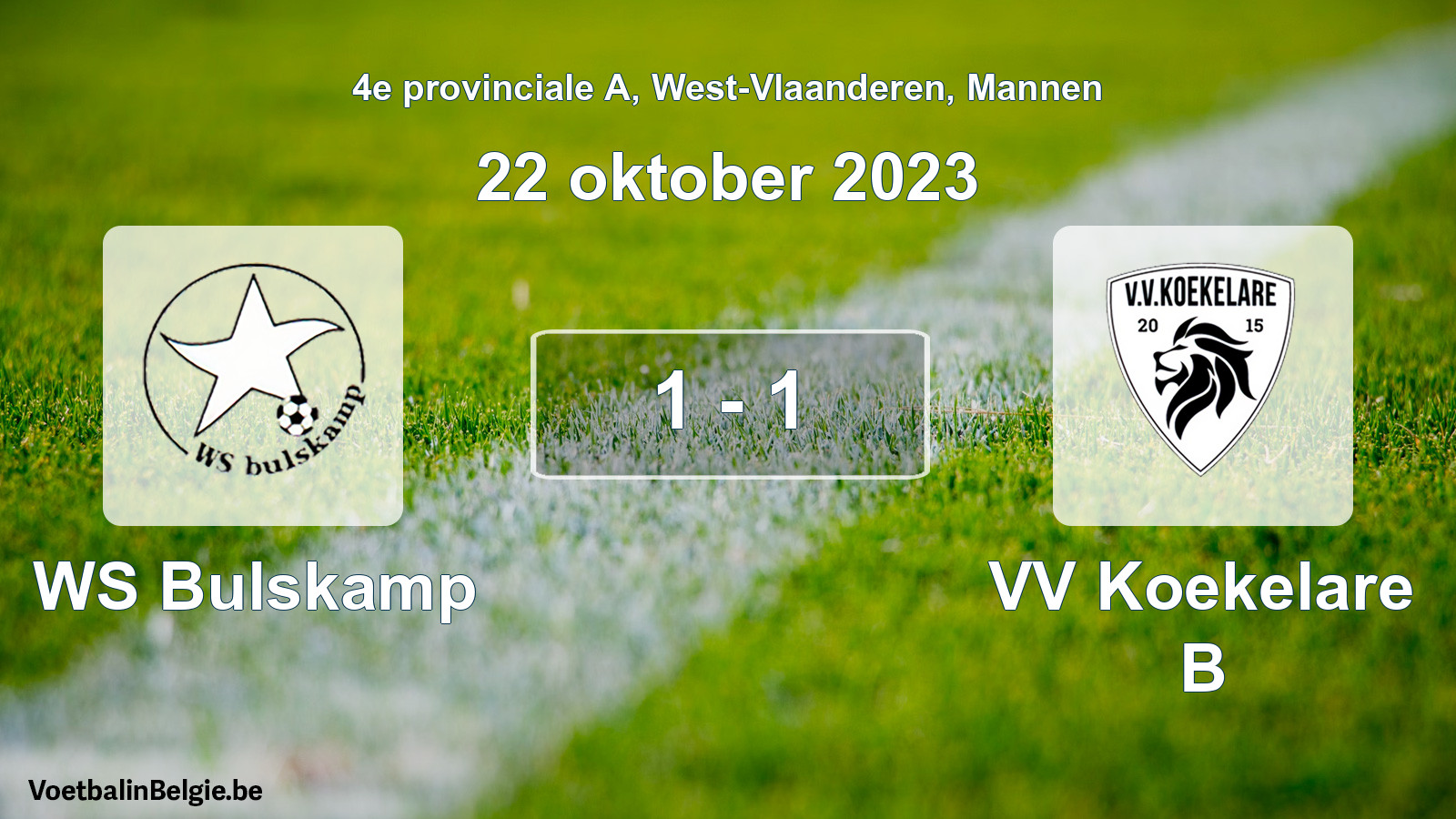 Gespeelde wedstrijd mannenvoetbal: WS Bulskamp - VV Koekelare B 1 - 1 (22 oktober 2023)